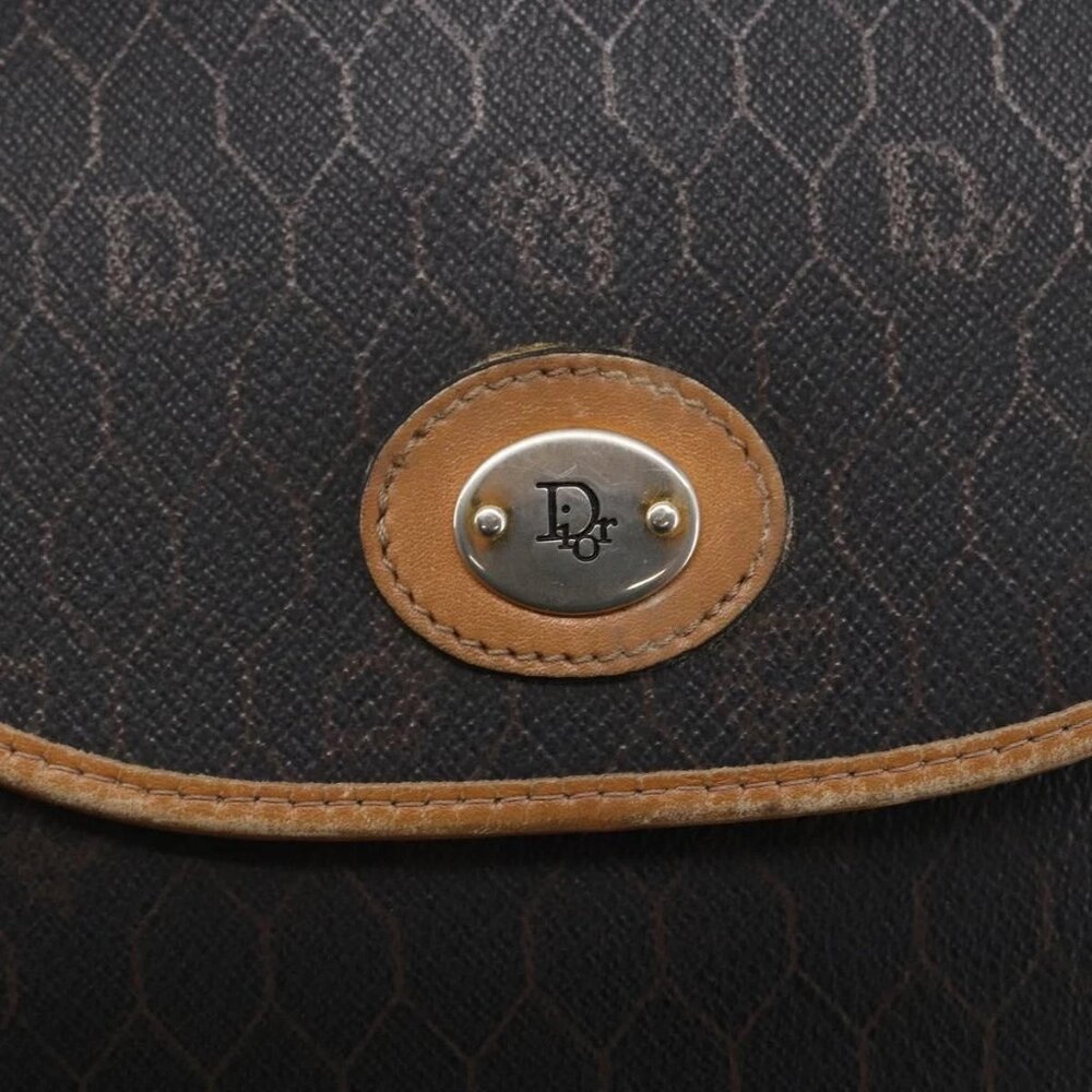 Christian Dior Honeycomb Canvas Shoulder Bag PVC Leather Black Auth BA6822 - Picture 10 of 16